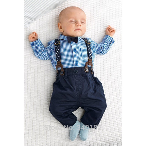 Baby Boy Suspenders and Bow Tie Outfit. 4 Pieces