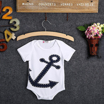 Anchor Themed Baby Onesie Sleeper Romper
