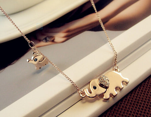 Adorable Ladies Elephant Family Choker Necklace