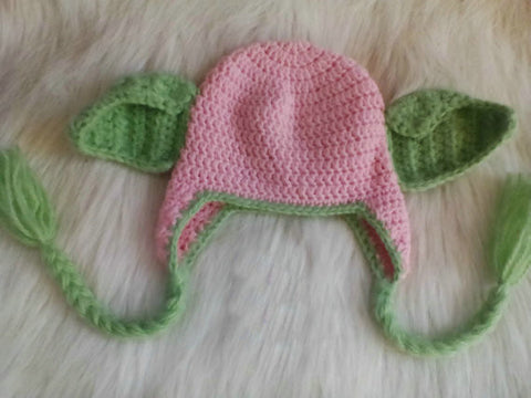 Baby Girls Knit Yoda Hat with Braids
