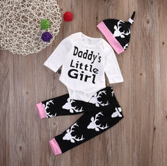 (Daddy's little girl) Deer/hunting Themed 3 Piece Set. Onesie/Romper Pants and Hat - DestinationBaby